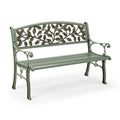 Gartenbank 127 x 61 x 88 cm aus Metall Grün mit Blattdekor im klassischen Stil
