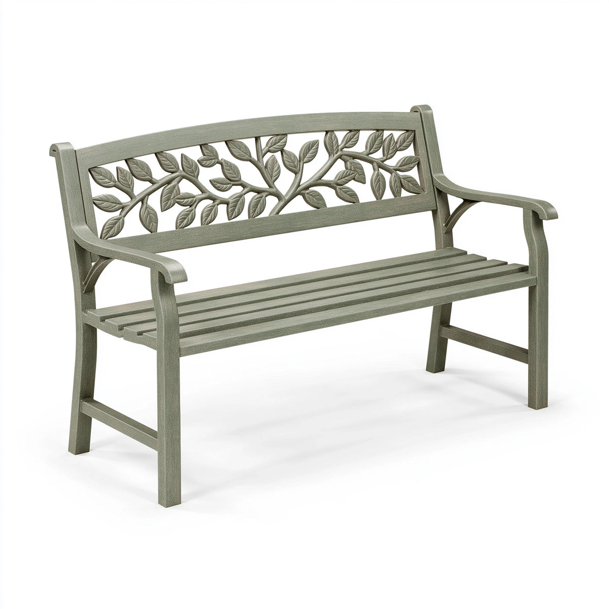 Gartenbank 120 x 60 x 85 cm Aluminium Grün mit Blättermuster