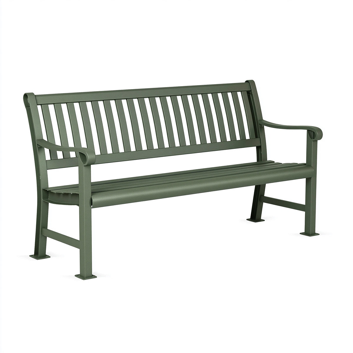 Gartenbank 150 x 60 x 85 cm Metall Grün mit Lamellenrückenlehne