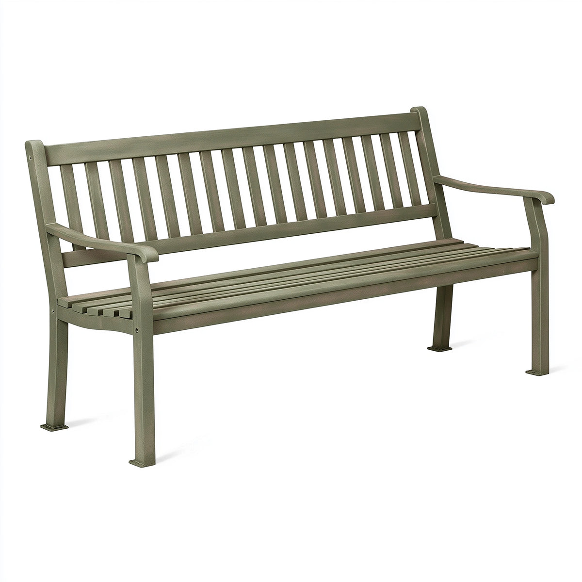 Gartenbank 152 x 64 x 91 cm Metall Olivgrün für Außenbereiche klassisch
