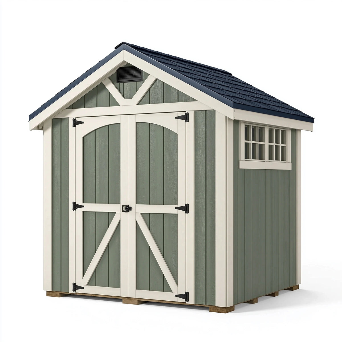 Gartenhaus 240 x 180 x 230 cm Holz Grün Weiß mit Doppeltür im Landhausstil