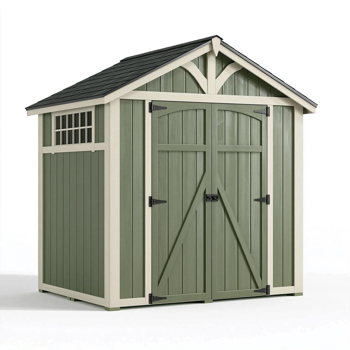 Gartenhaus 200 x 150 x 210 cm Kunststoff Grün Creme mit Doppeltür und Fenster