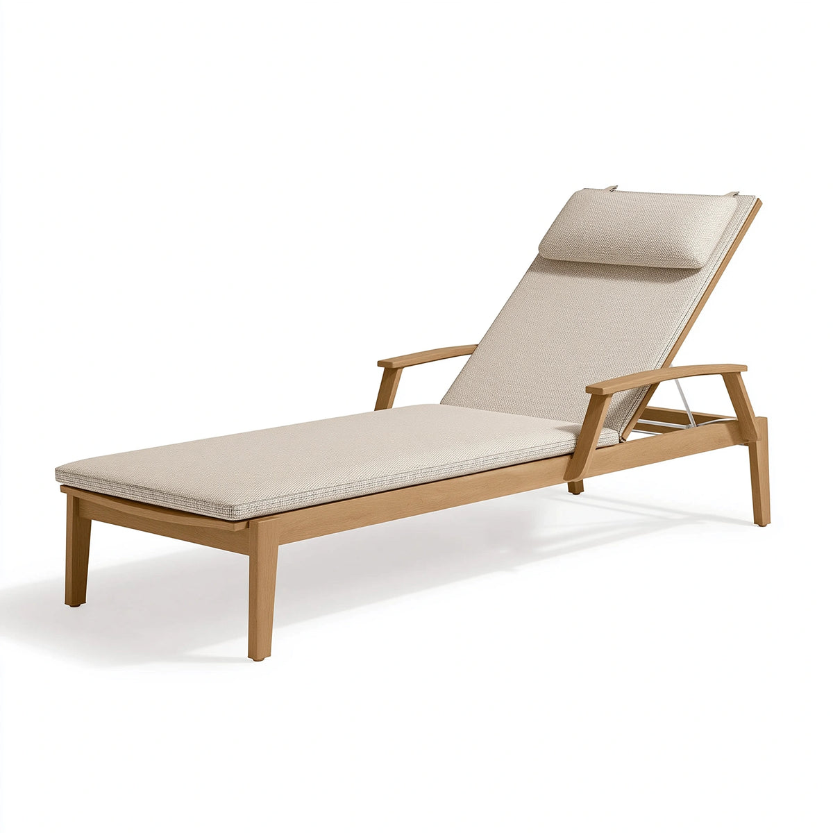 Relaxliege 195 x 68 x 92 cm Holz Beige verstellbare Rückenlehne