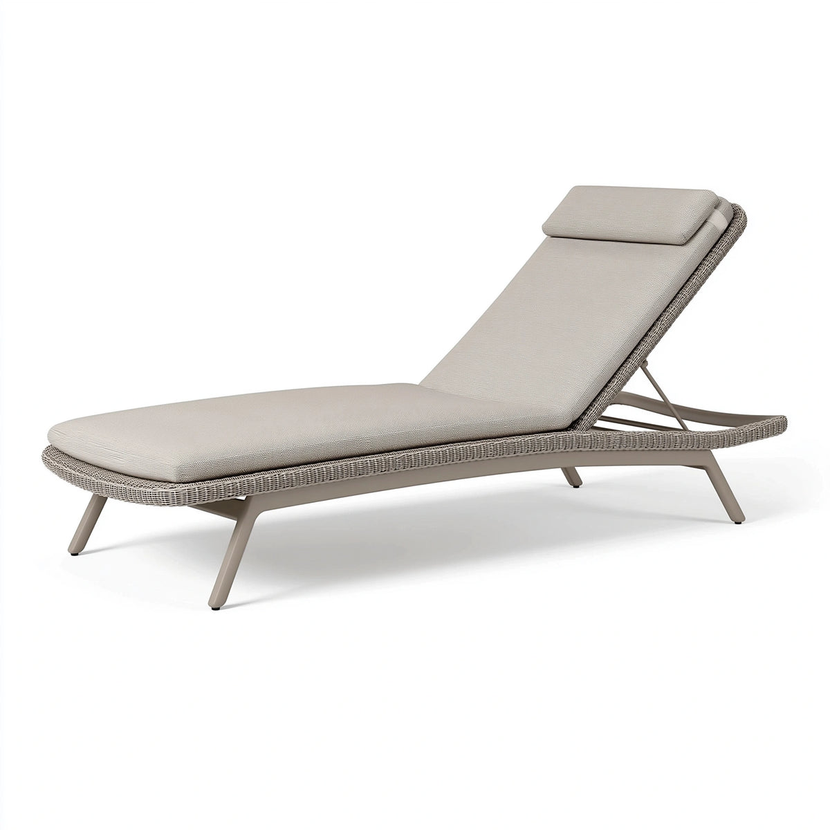 Gartenliege 200 x 70 x 35 cm in Taupe mit Kunststoffgeflecht und verstellbarer Rückenlehne