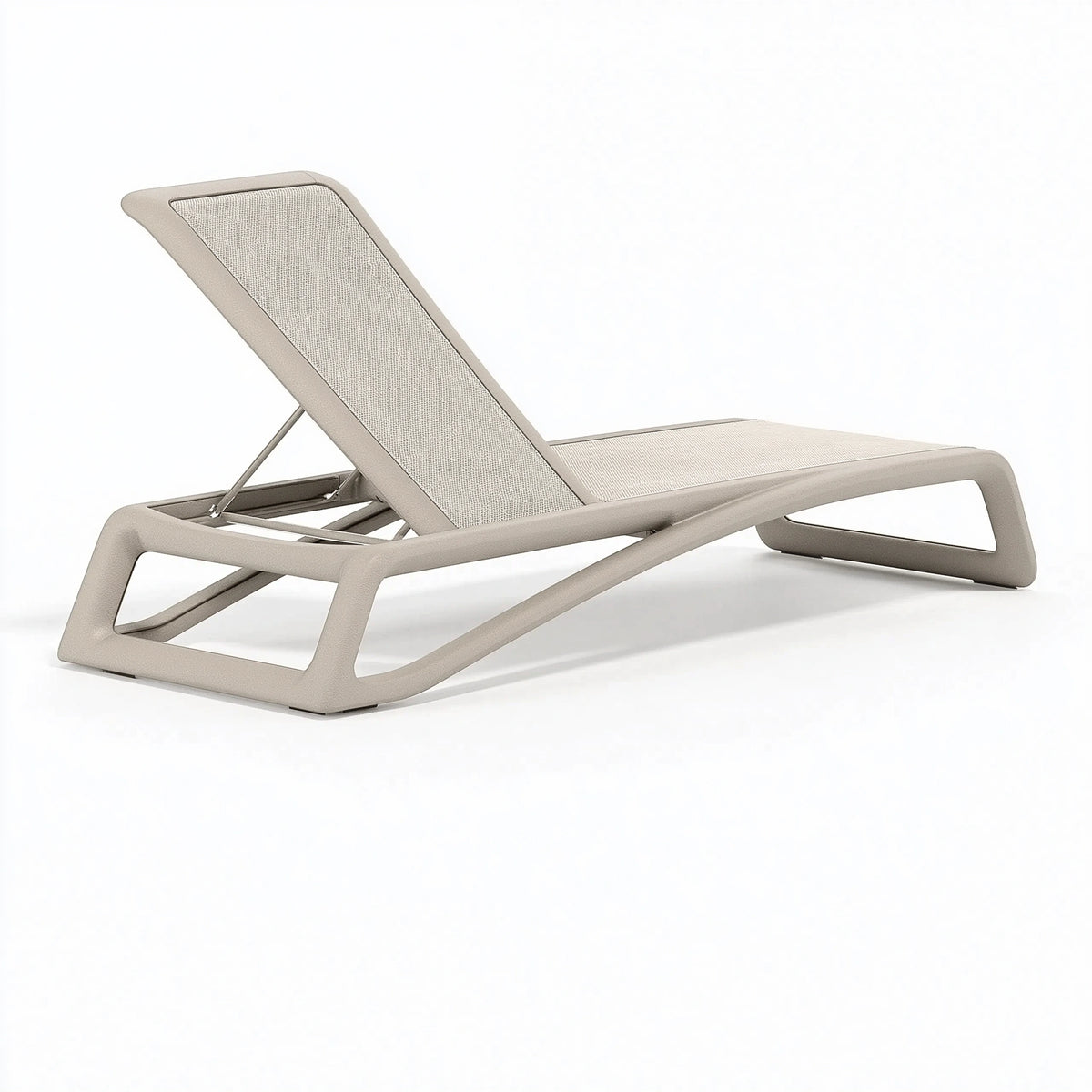Sonnenliege 190 x 65 cm aus Kunststoff und Textilgewebe Beige verstellbar