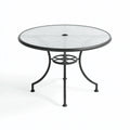 Runder Gartentisch 100 cm Glas Metall Schwarz mit Schirmöffnung