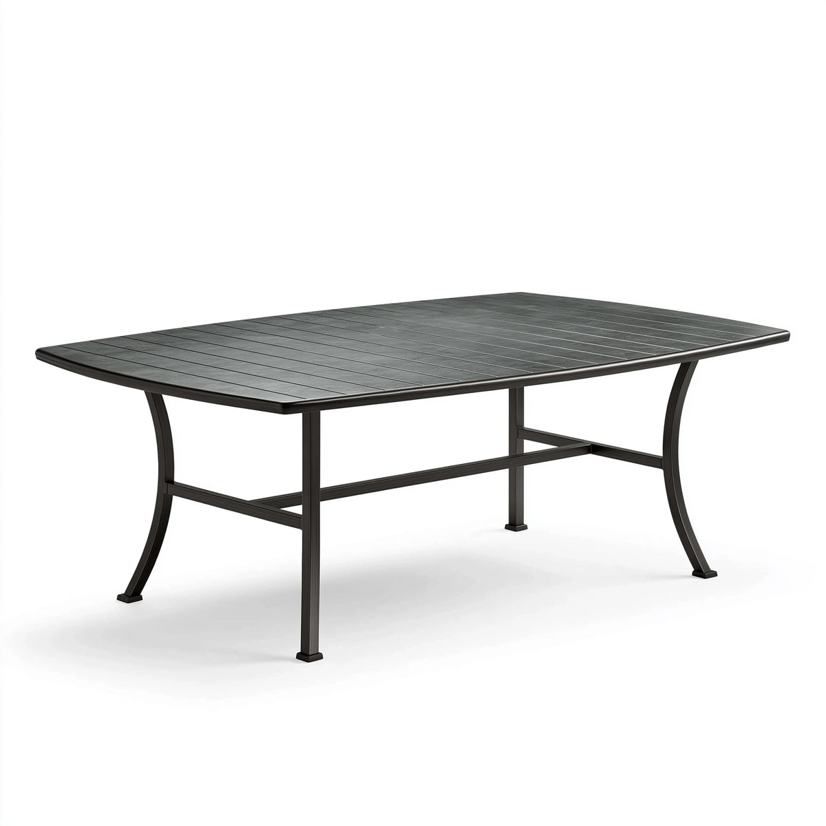 Gartentisch 152 x 91 x 74 cm Metall Schwarz rechteckig moderner Lamellentisch