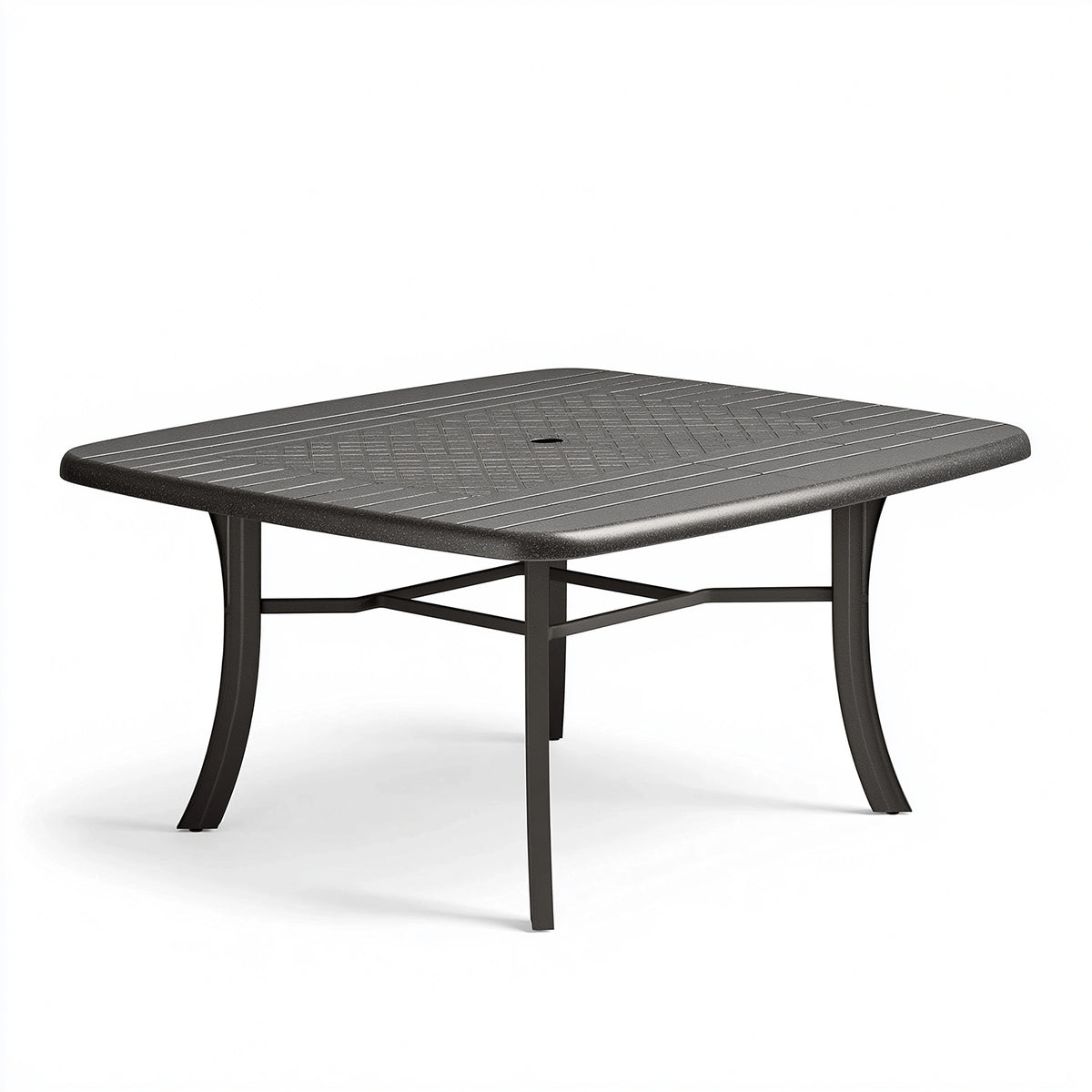 Gartentisch 150 x 90 x 73 cm Metall Schwarz rechteckig mit Schirmloch