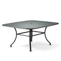 Gartentisch 150 x 90 x 72 cm aus Metall Schwarz mit Lamellenplatte und Sonnenschirmöffnung