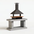 Gartenkamin 120 x 80 x 220 cm aus Stahl Beton und Holz Schwarz Braun für Terrasse im modernen Stil