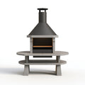 Gartengrill 140 x 70 x 230 cm aus Beton und Metall in Grau Schwarz mit Kamin