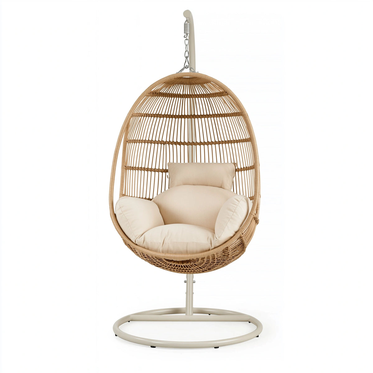 Hängesessel 105 x 105 x 195 cm Rattan Natur Creme mit Metallgestell