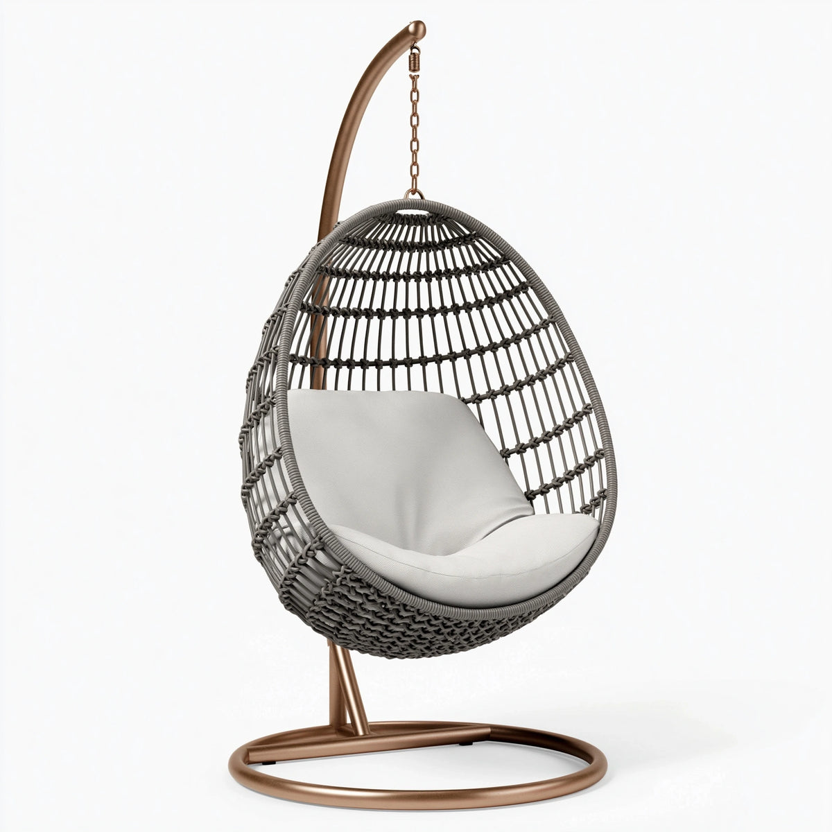 Hängesessel 110 x 105 x 195 cm Geflecht Grau mit Metallgestell freistehend