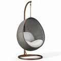 Hängesessel Ø 105 cm Metall Polyrattan Grau/Braun mit Gestell für Innenbereich